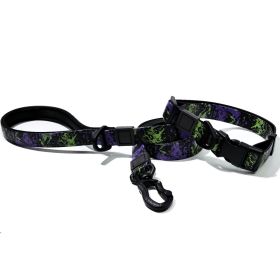 UV Printing Camouflage Embossed Pet Leash Set Is A Perfect Combination Of Style And Functionality Specially Designed For Pets' Outdoor Activities (Option: Purple-15mm)